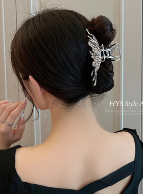 GUXUAN个性设计感液态蝴蝶抓夹金属风大号鲨鱼夹百搭小众发夹发饰