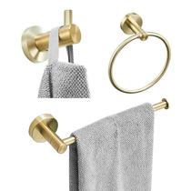 Golden Black Towel Rack Three Sets Towel Ring Stainless Steel Bathroom Toilet Shelve Bathroom Towel Rod set