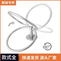 Stainless Steel Free Punch Round Towel Ring Toilet Bathroom Wipe Handcloth Hook Black Cirque Customize