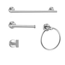 304 Stainless Steel Towel Rod Wire Drawing Perforated Bathroom Wall-mounted Four Sets Hook Paper Rod Round Towel Ring Custom