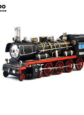 复古铁皮火车车模酒咖工啡厅装饰摄影道具软金属吧1104E-23艺品家