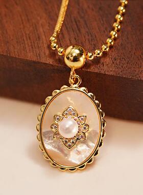 白母贝吊坠项链不掉色女夏天毛衣链百搭高级感轻奢小众锁骨链饰品