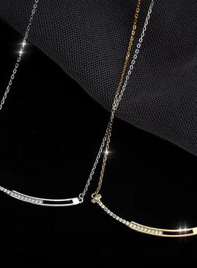 S925纯银一字弧形微笑项链女百搭ins小众设计感新款潮轻奢锁骨链