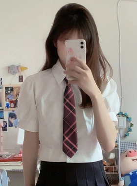 日系红色免打学院风领带女