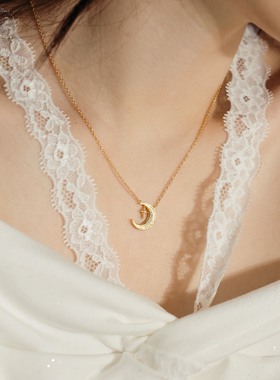 「洛杉矶设计师」月亮吊坠项链