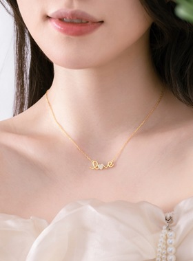 「洛杉矶设计师」Sweetpeeps纯银LOVE字母项链送女朋友礼物锁骨链