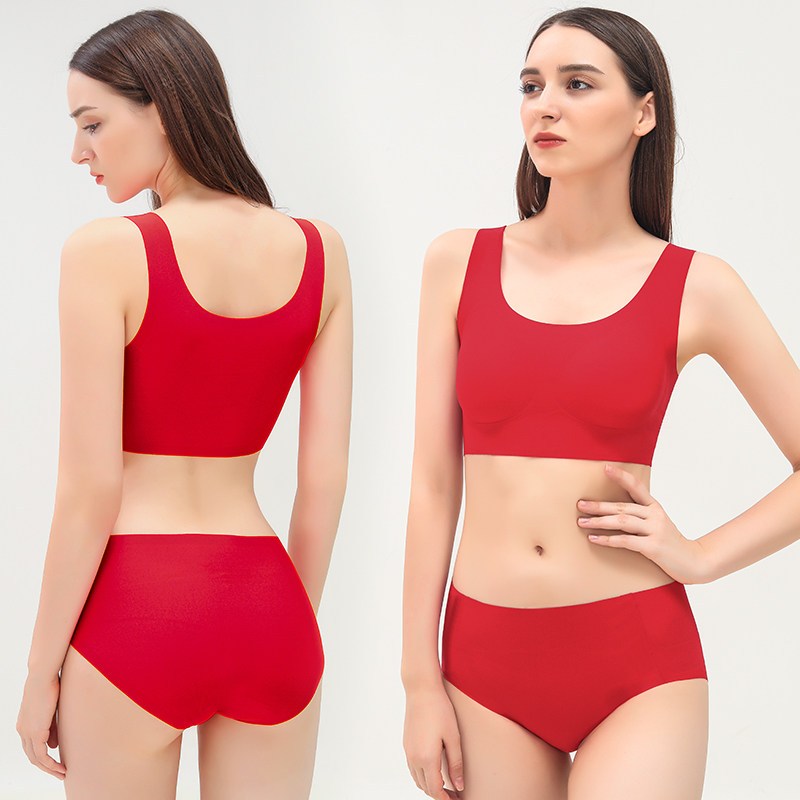 大红色本命年一套装女无痕新娘内裤 樱和私物文胸套装