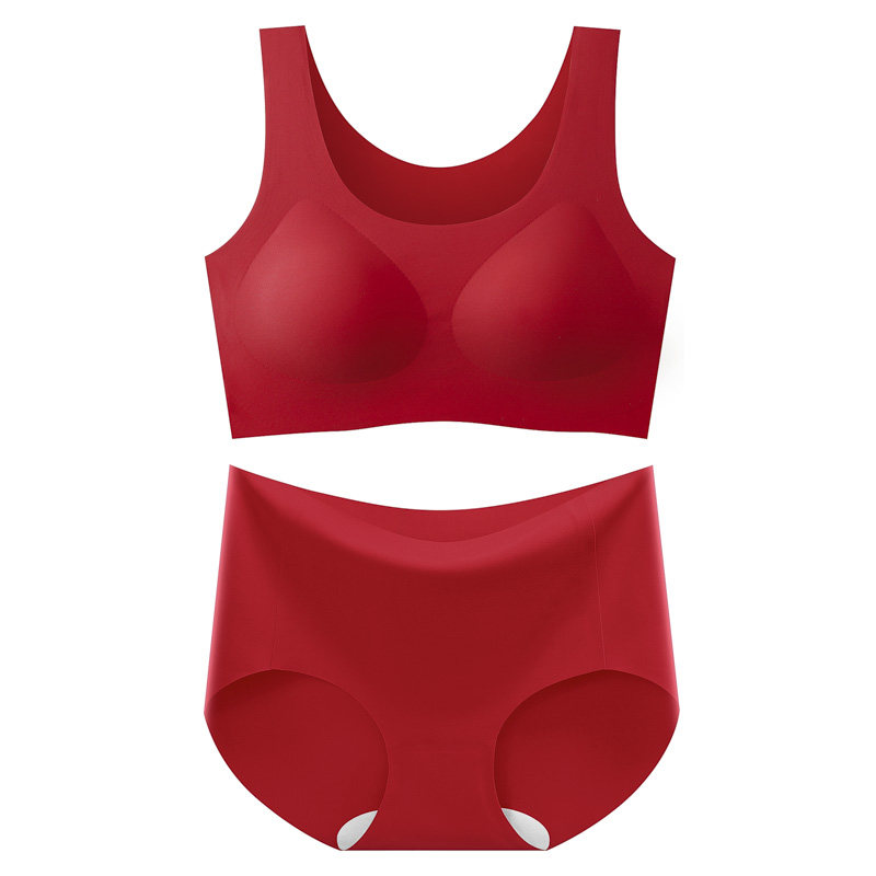 大红色本命年一套装女无痕新娘内裤 樱和私物文胸套装