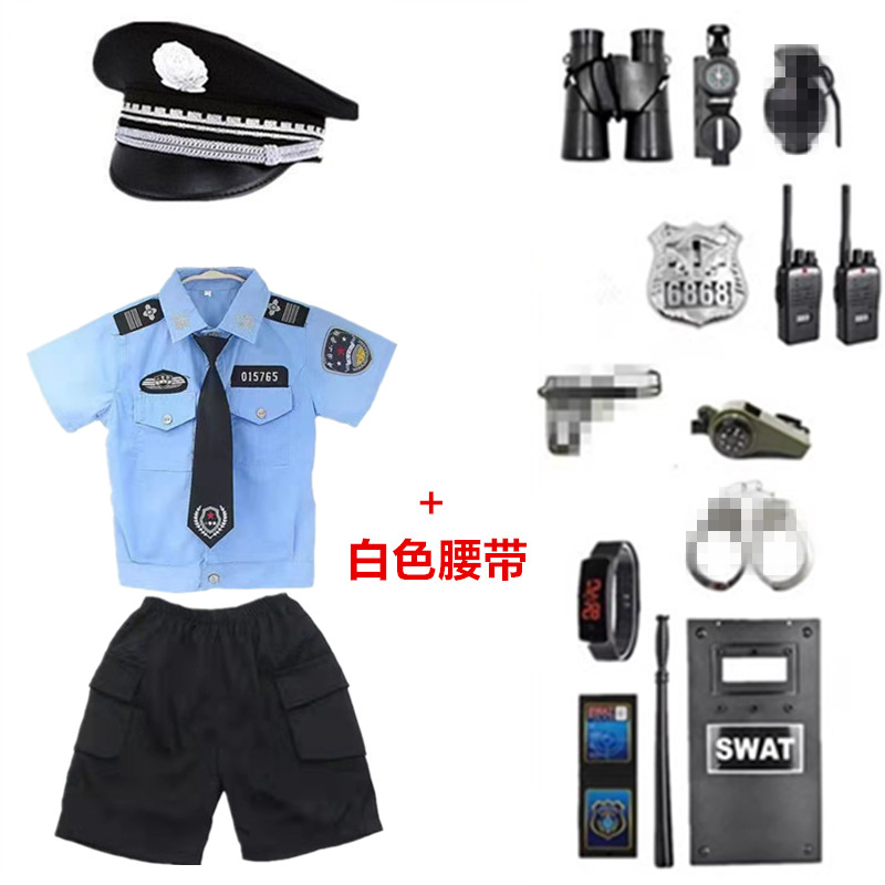 儿童警察服演出服男女童警官服小交警制服套装警服军装特种兵扮演-图0