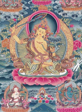 五文殊挂画藏式唐卡装饰