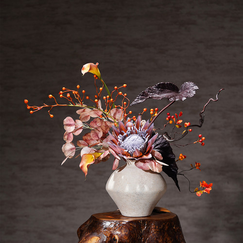 轻奢风桌面摆件仿真花老钱风高品质装饰花艺设计师款复古风玄关花 - 图0