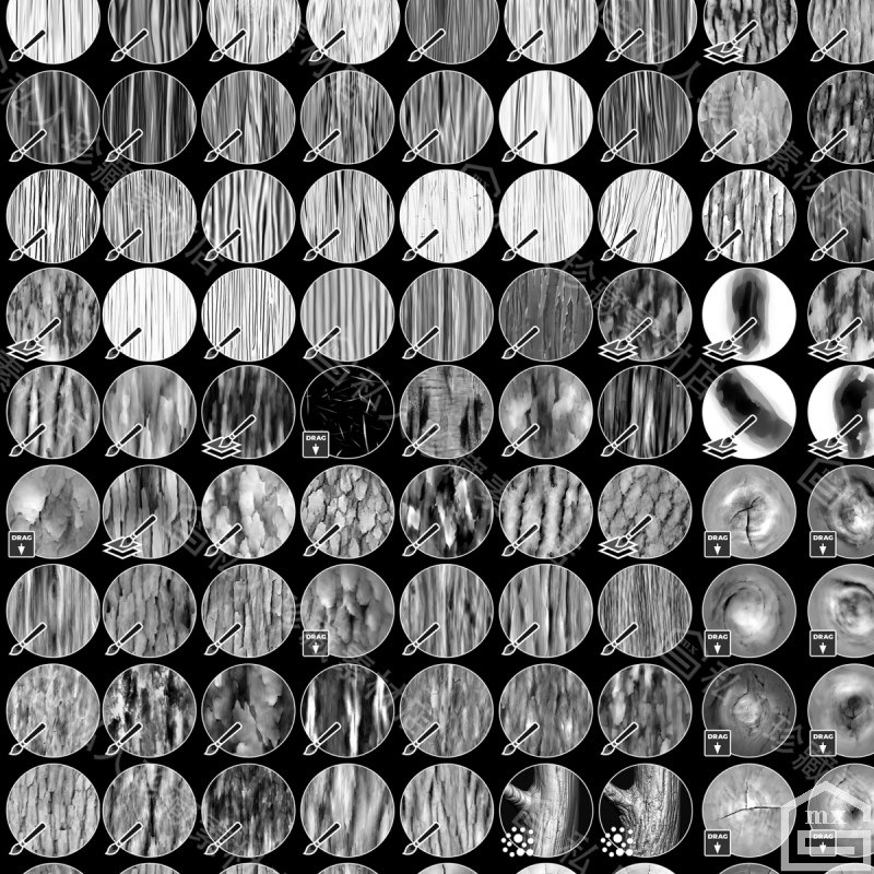 zbrush树皮木材纹理笔刷ZB木板木头木条纹木质树纹笔刷pablander,淘宝优惠券,粉丝福利购,淘宝优惠卷