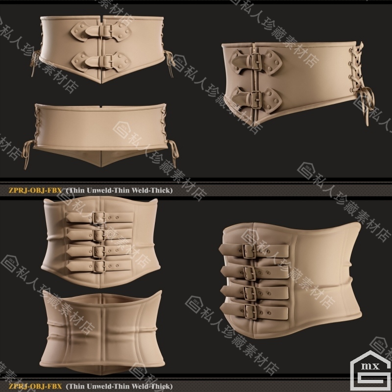 Marvelous Designer clo3d中世纪女装皮革腰带束腰护腰MD源文件 - 图0