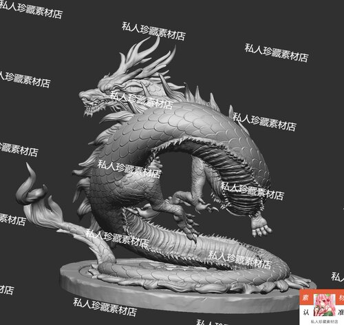 zbrush中国龙雕刻3d模型手办stl飞龙zb长龙雕刻龙王模型可打印obj - 图2