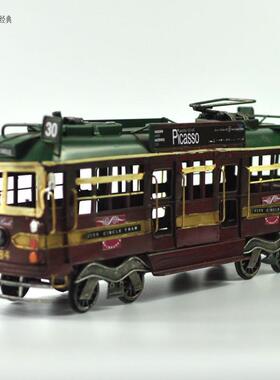 铁艺复古电车模3308型简意约家居吧摆件酒餐厅咖啡厅礼装饰工艺品