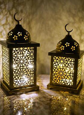 款中东节日风摩洛哥家镂空铁艺复古lAUZed灯居新装饰摆件