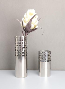 新金属银镂空花器样板房色电视柜卧室11111书房茶式几客厅摆件中