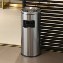 Stainless Steel Hotel Lobby Trash Can Bank Smoke Extinguishing Barrel With Ashtrays Outdoor Smoking Area Elevator Lip Vertical