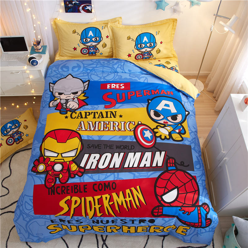 漫威儿童四件套纯棉男孩迪士尼卡通全棉床单1.5m被套英雄床上用品 - 图2