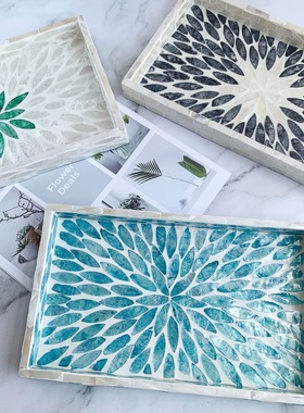 轻奢越南彩贝托盘水果点心装饰