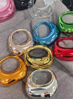 2025春夏欧美跨境新品高档弯月包金银摆件家居装饰手提包亚克力