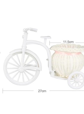 卧室办公插花篮自行车三轮车收纳篮 装饰插花篮子 工艺品摆件篮