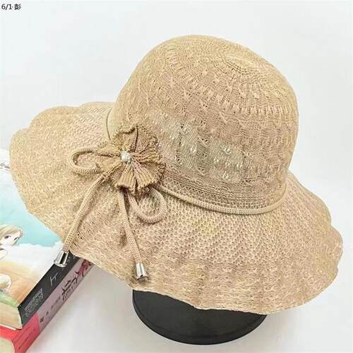 中老年可折叠遮阳帽女士2025夏天新款凉帽太阳帽防晒妈妈花朵盆帽 - 图2