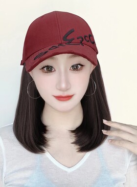 假发帽子一体显脸小洋气减