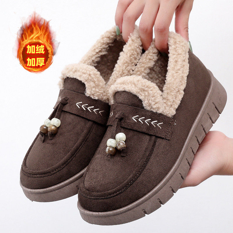冬季一脚蹬防滑软底加绒保暖女棉鞋老北京布鞋女豆豆鞋休闲妈妈鞋,淘宝优惠券,粉丝福利购,淘宝优惠卷