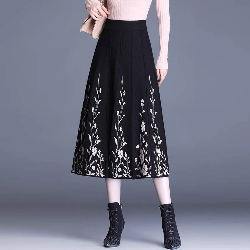 中长款高腰毛线裙针织半身裙女2025秋冬新款a字裙冬季大摆百褶裙,淘宝优惠券,粉丝福利购,淘宝优惠卷