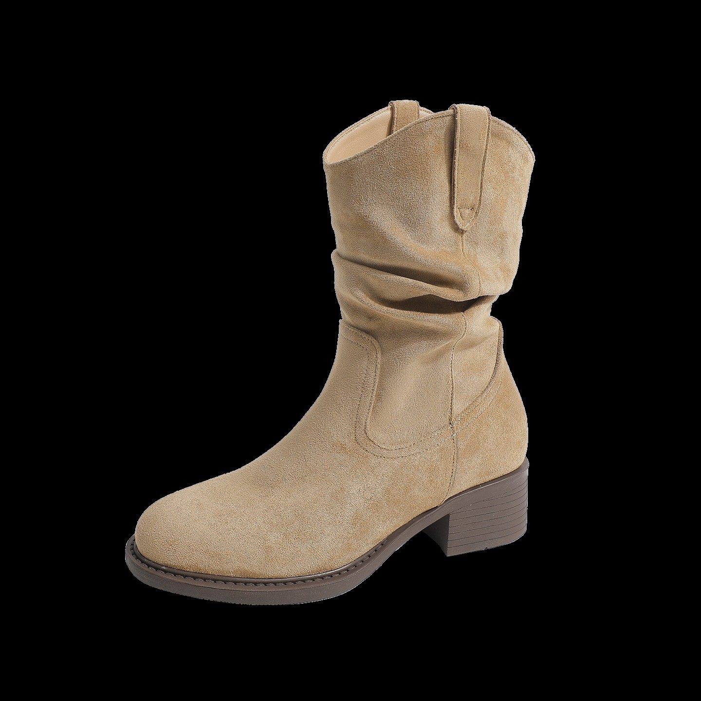 内7cm长筒靴女2026新款堆堆绒面冬季西部牛仔骑士靴粗跟长靴勃肯,淘宝优惠券,粉丝福利购,淘宝优惠卷