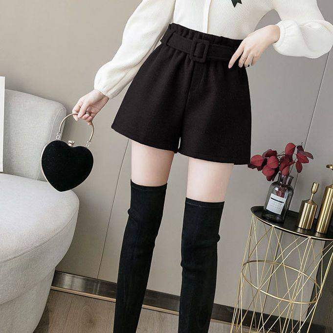 毛呢短裤女松紧腰年秋冬a字高腰阔腿休闲冬季外穿呢子靴裤潮漂亮,淘宝优惠券,粉丝福利购,淘宝优惠卷