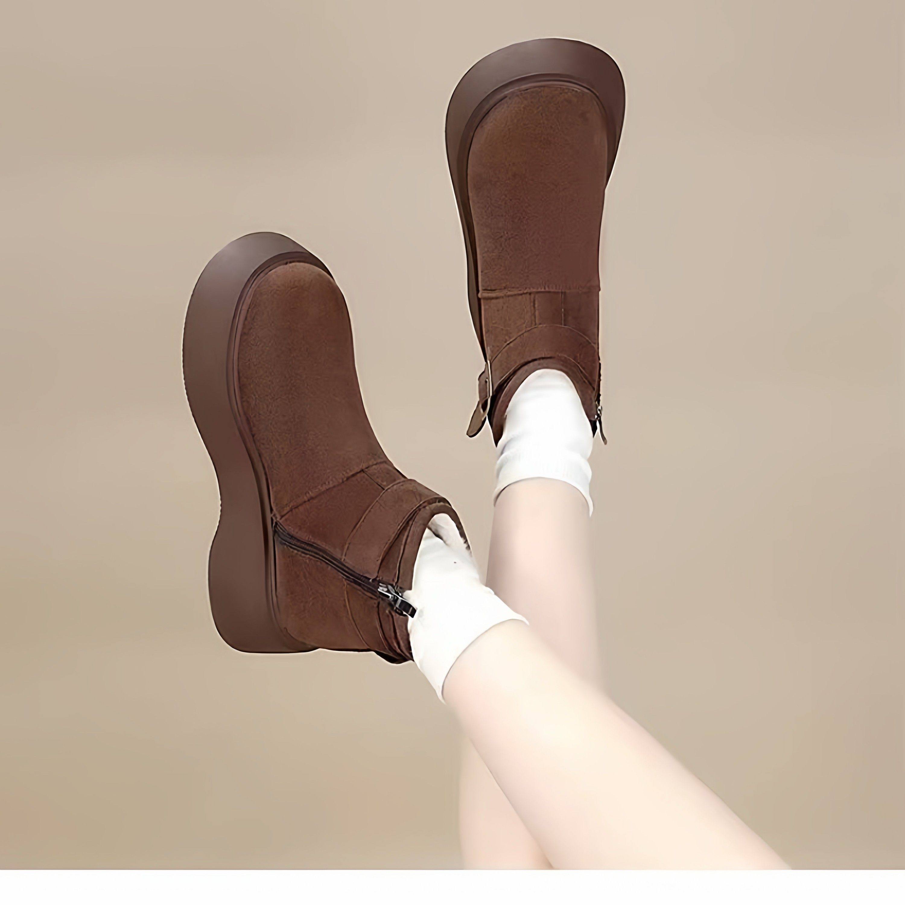 时尚厚底短靴女鞋绒面雪地靴女2026秋冬新款加绒加厚保暖妈妈棉鞋,淘宝优惠券,粉丝福利购,淘宝优惠卷