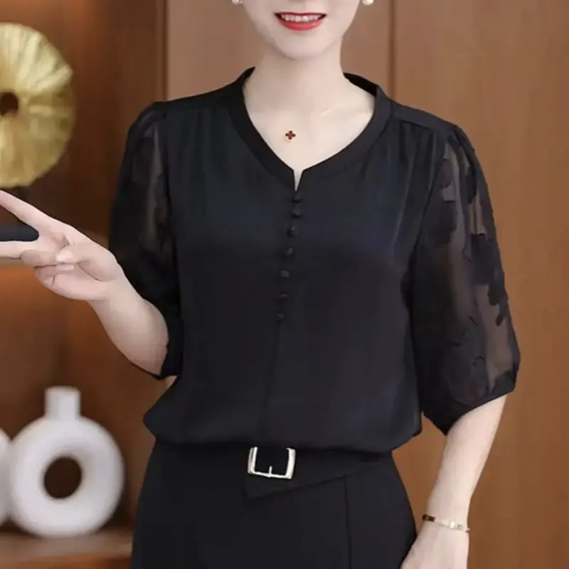 女士气质减龄洋气妈妈装修身显瘦夏季新款大码遮肚子中袖小衫上衣,淘宝优惠券,粉丝福利购,淘宝优惠卷