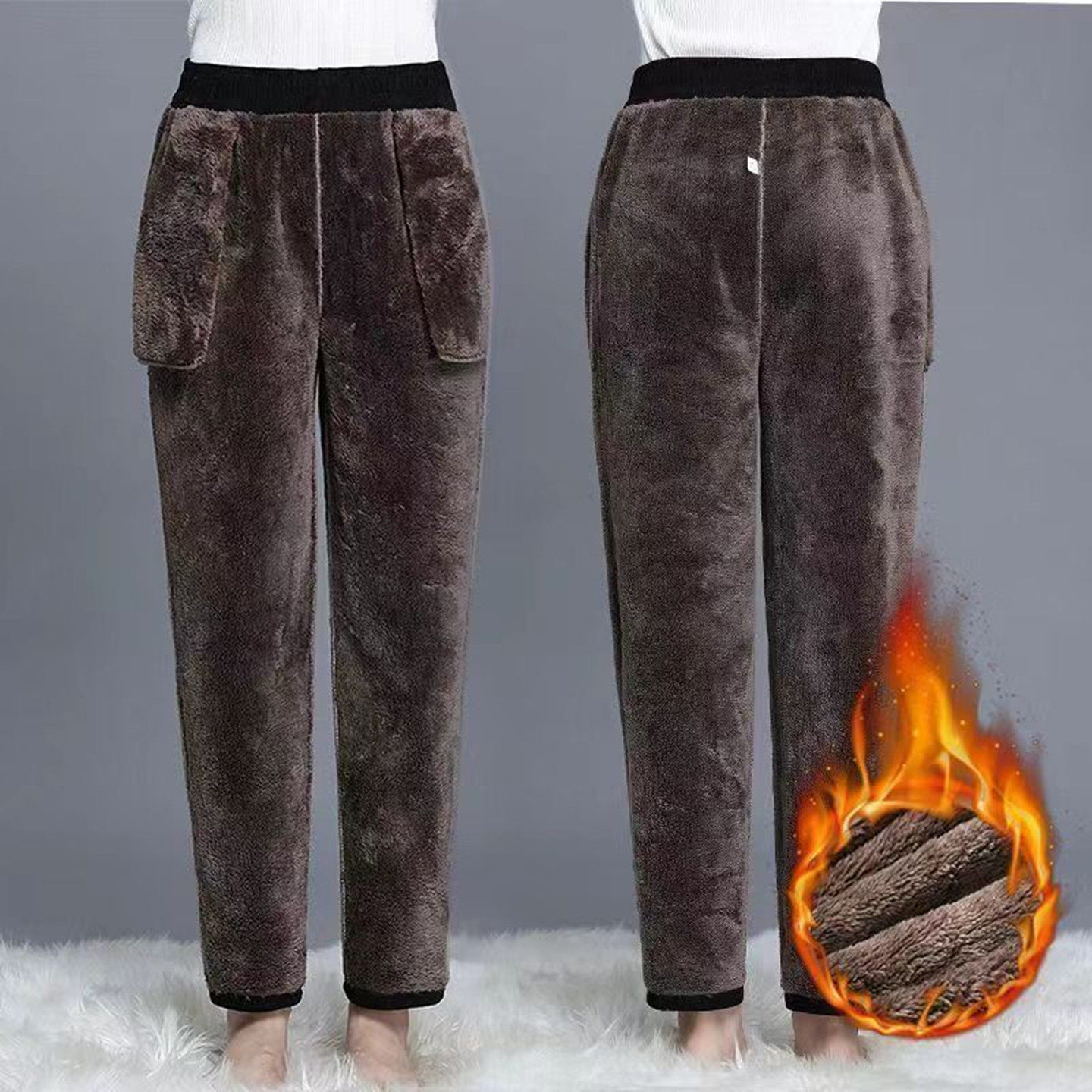 加绒加厚哈伦裤子女士羊羔绒大码中老年保暖宽松小脚高腰休闲长裤,淘宝优惠券,粉丝福利购,淘宝优惠卷