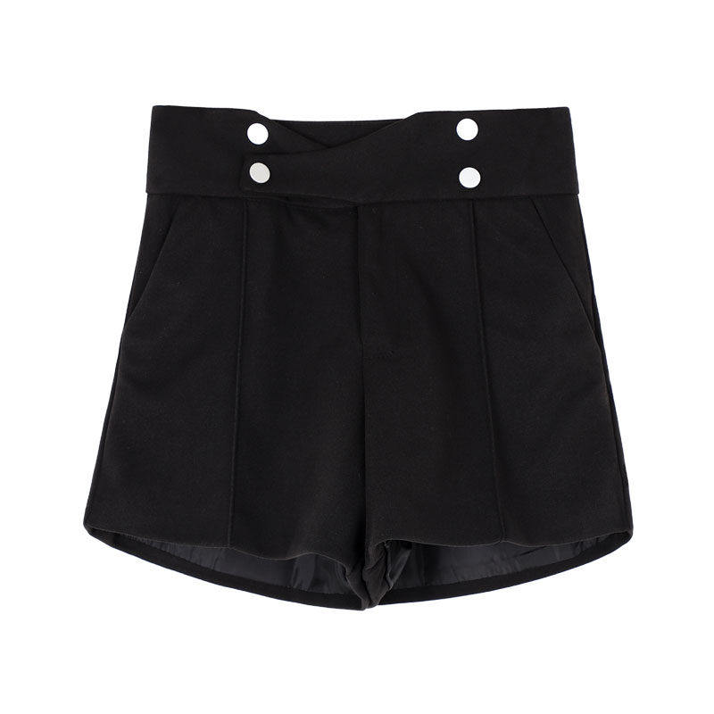 黑色毛呢短裤女2026新款秋冬外穿小个子高腰a字配马丁靴的裤子,淘宝优惠券,粉丝福利购,淘宝优惠卷