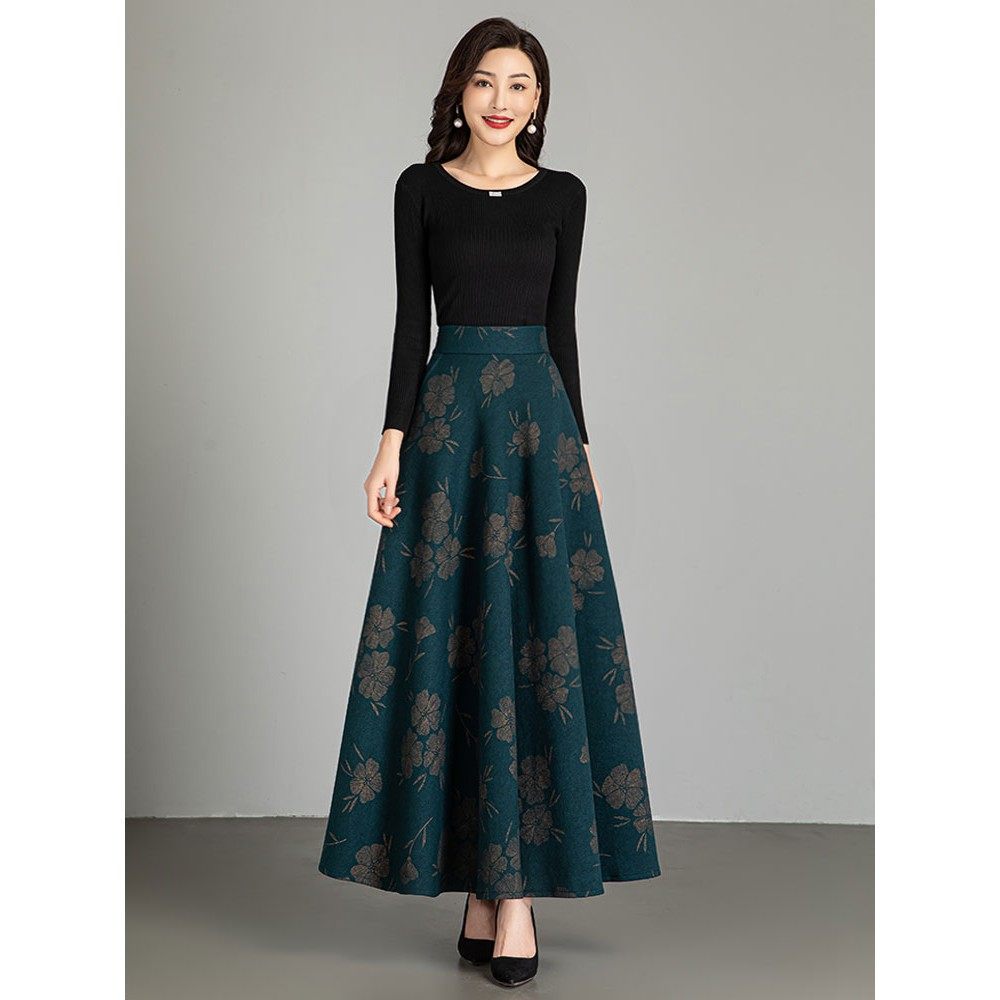 2025秋冬新款印花半身裙女百搭高腰a字裙中长款大摆显瘦大码长裙,淘宝优惠券,粉丝福利购,淘宝优惠卷