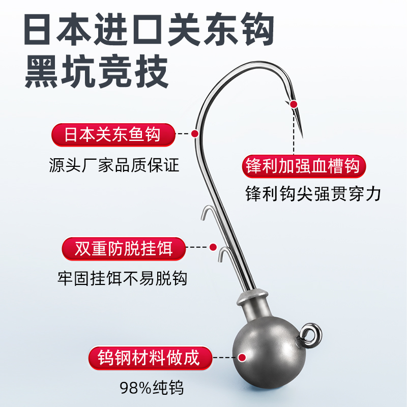 钨钢铅头钩宽钩门小克重精细钩条黑坑竞技路亚鲈鱼鳜鱼内德浮水虾 - 图0