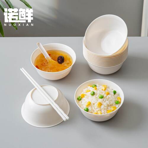 一次性餐具碗筷稻壳碗碟盘子碗盘套装食品级家用加厚户外饭碗露营 - 图3