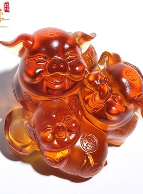 琉璃工艺礼品摆饰生肖猪摆件小家里可爱招财礼物创意家居玄关酒柜