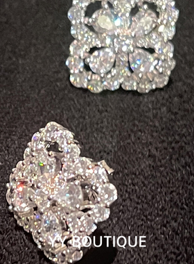 升级版四叶草耳钉手链满钻戒指