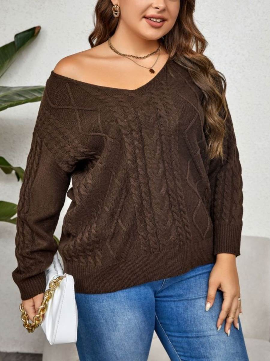 fat women sweater plus size winter pullover tops 大码女装 - 图1