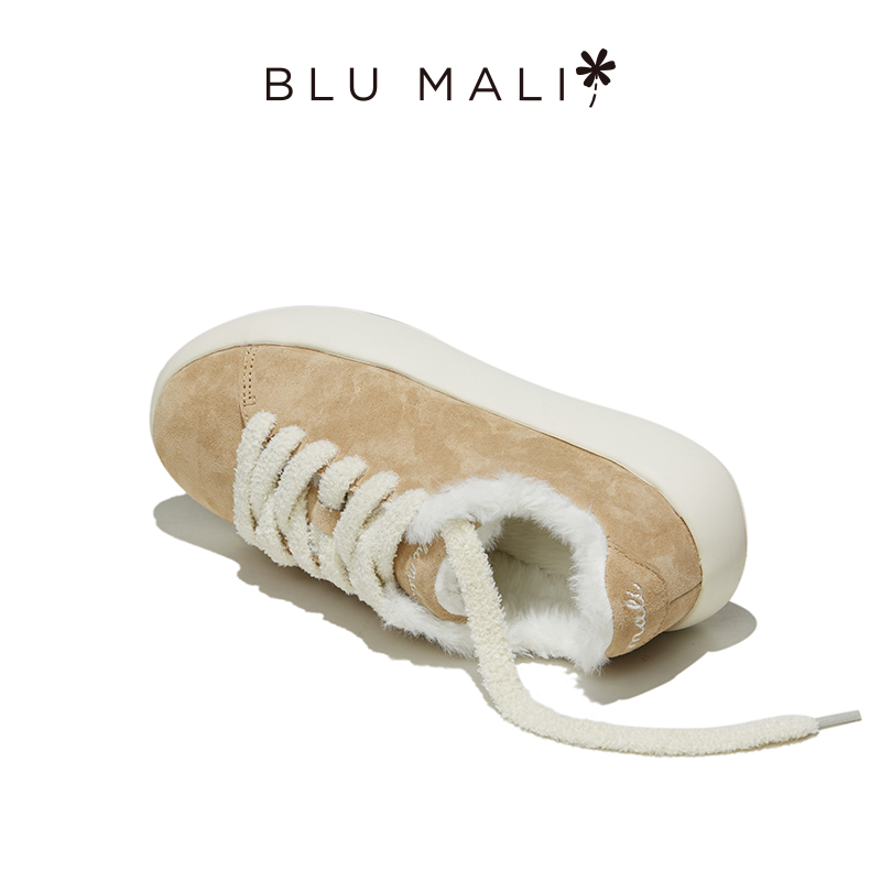 Blu Mali秋冬板鞋新款厚底加绒休闲运动板鞋时尚毛毛鞋