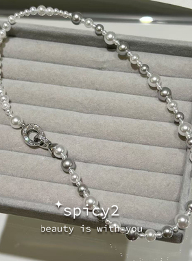 经典贵气高级感拼色施家珍珠项链