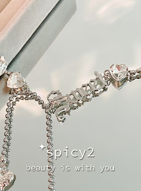闪钻桃心辣妹Y2K百搭吊坠choker