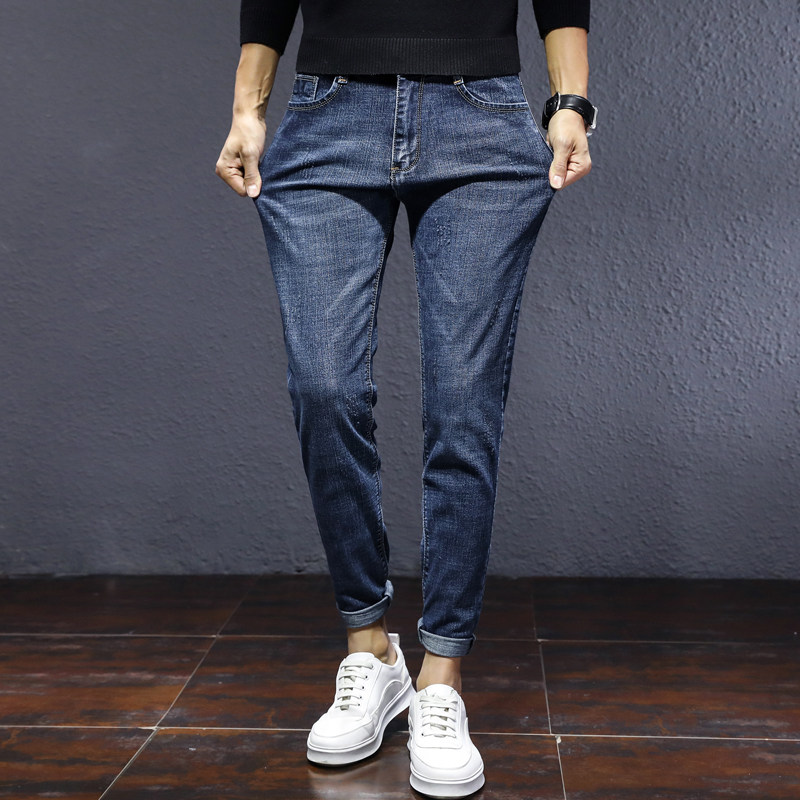 潮牌2020秋冬潮流男士九分裤牛仔裤 领爵狼牛仔裤