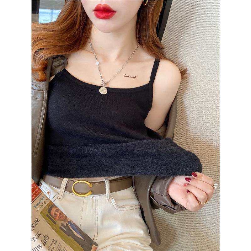 加绒加厚吊带小背心女秋冬内搭外穿2025新款白色无袖打底保暖上衣,淘宝优惠券,粉丝福利购,淘宝优惠卷