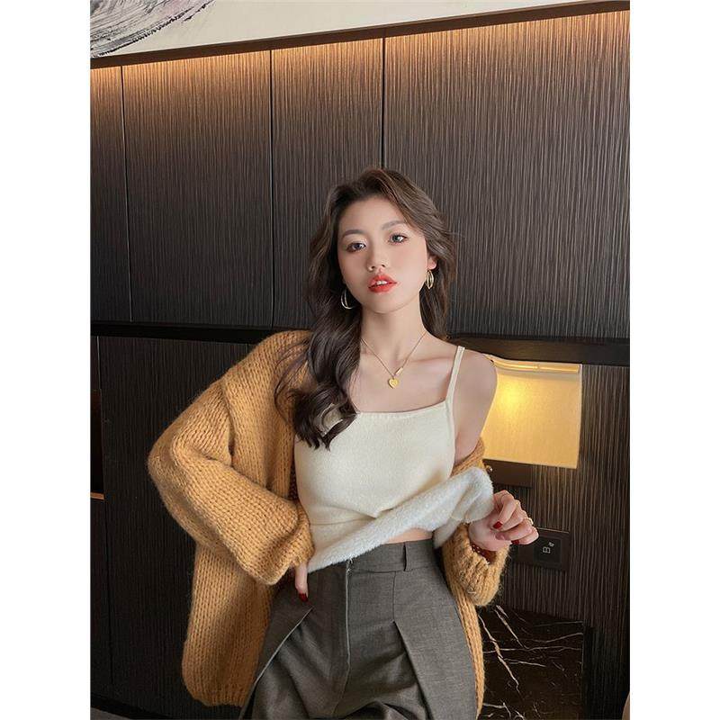 加绒加厚吊带小背心女秋冬内搭外穿2025新款白色无袖打底保暖上衣,淘宝优惠券,粉丝福利购,淘宝优惠卷