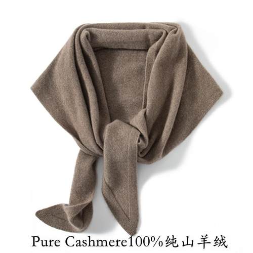 Pure cashmere100%纯羊绒大尺寸秋冬三角围巾时尚针织围脖披肩25 - 图2