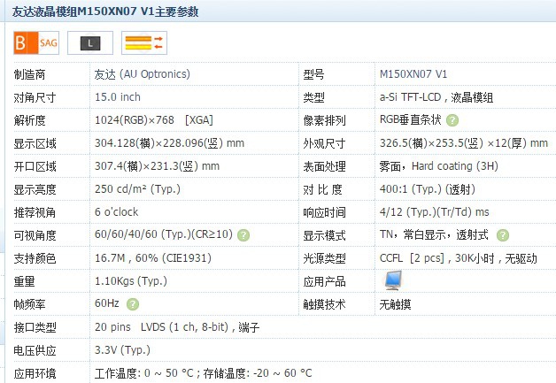 15寸G150XG01V.0G150XG03V.1M150XN07V.1V.2V.9工控液晶屏-图0